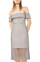 Women's Topshop Bardot Airtex Midi Dress Us (fits Like 0) - Grey