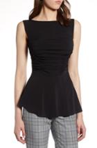 Women's Halogen Shirred Detail Sleeveless Blouse - Black