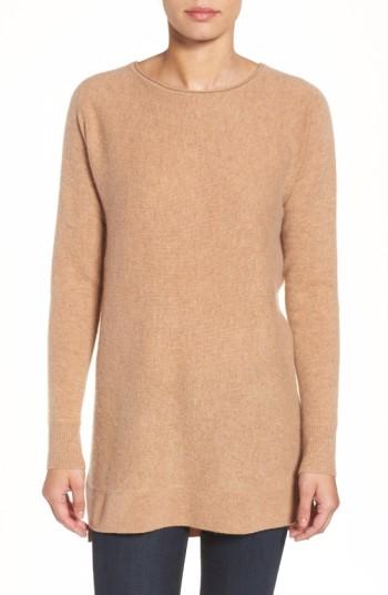 Women's Halogen High/low Wool & Cashmere Tunic Sweater - Brown