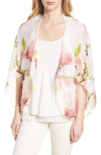 Women's Ted Baker London Dottie Silk Cape Scarf, Size - White