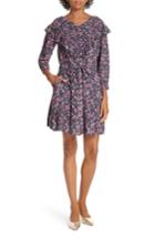 Women's La Vie Rebecca Taylor Floral Ruffle Cotton Toile Dress - Purple