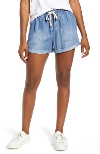 Women's Caslon Drawstring Chambray Shorts - Blue