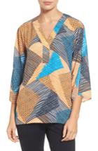 Women's Chaus Split Sleeve Basket Weave Print Blouse