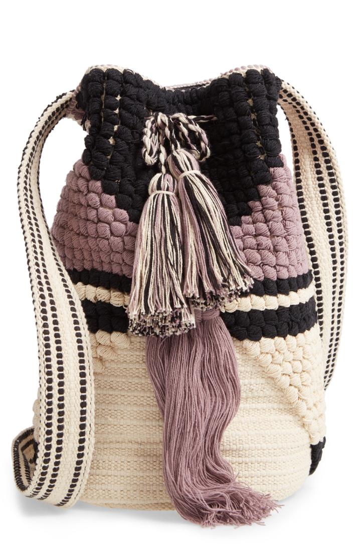 Sole Society Halay Woven Bucket Bag - Black