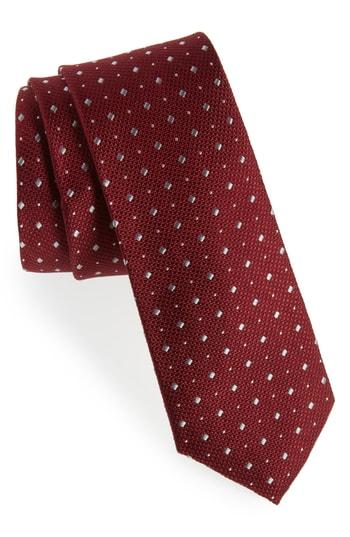 Men's Calibrate Sullivan Neat Silk Tie, Size - Red