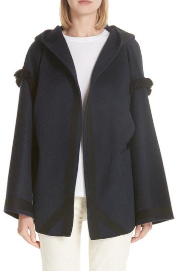 Women's Sofie D'hoore Cyrene Fringe Double Face Wool & Cashmere Coat Us / 34 Fr - Blue