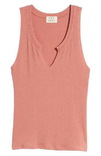 Women's Pst By Project Social T Rib Knit Split Neck Tank - Pink