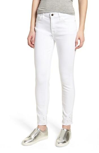 Women's Jen7 Crystal Hem Ankle Skinny Jeans - White