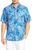 Men's Tommy Bahama Greek Batik Silk Blend Camp Shirt, Size - Blue