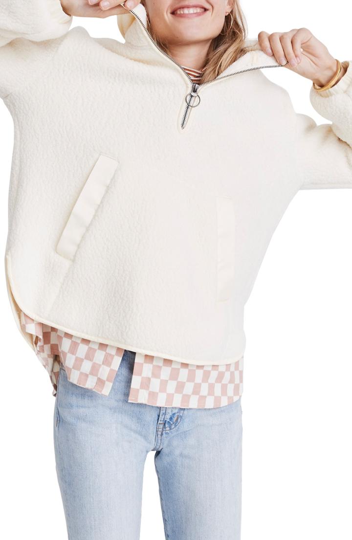 Women's Madewell Polartec Fleece Popover Jacket - Ivory