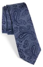 Men's Calibrate Paisley Silk Skinny Tie, Size - Blue