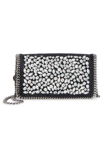 Stella Mccartney Small Fallabella Crystal Faux Leather Crossbody Bag - Black