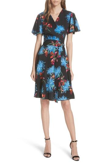 Women's Diane Von Furstenberg Flutter Sleeve Silk Wrap Dress - Black