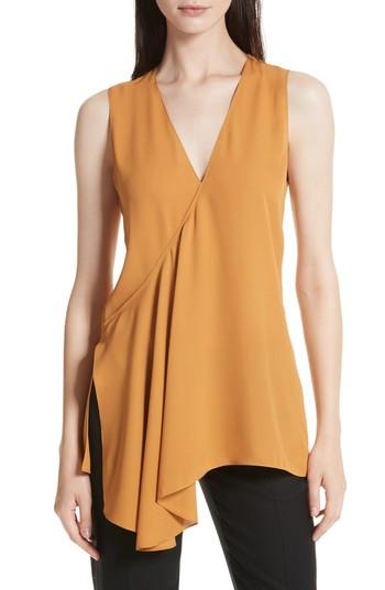 Women's Theory Fluid Silk Georgette Top, Size - Orange