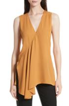 Women's Theory Fluid Silk Georgette Top, Size - Orange