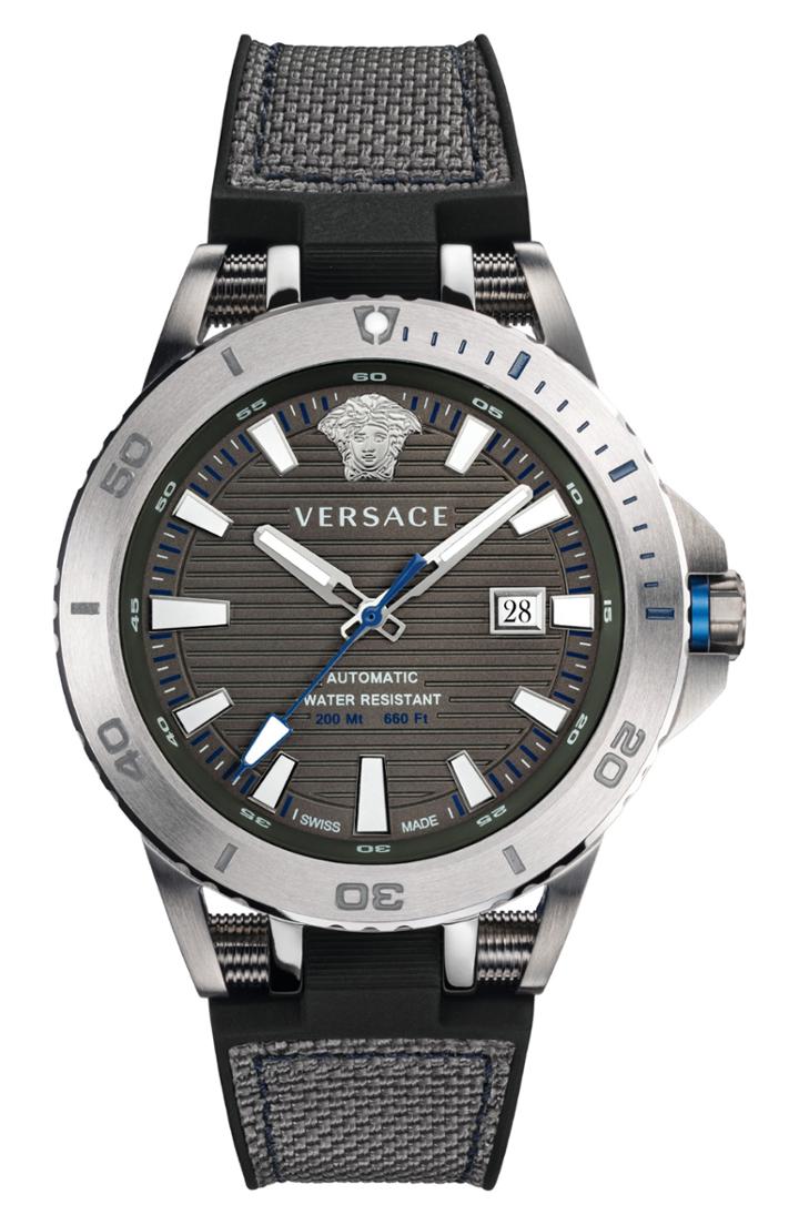 Men's Versace Sport Tech Diver Automatic Textile Strap Watch, 45mm