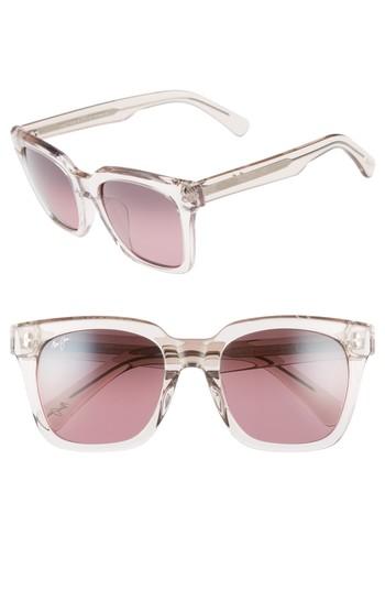 Women's Maui Jim Heliconia 53mm Polarizedplus2 Square Sunglasses - Crystal Pink/ Maui Rose
