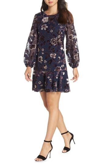 Women's Eliza J Floral Chiffon Shift Dress - Blue