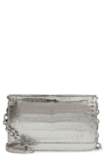 Women's Nancy Gonzalez Genuine Crocodile Metallic Wallet On A Chain - Metallic