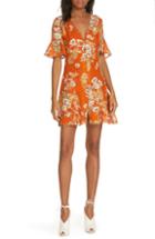 Women's Nicholas Floral Silk Minidress - Orange