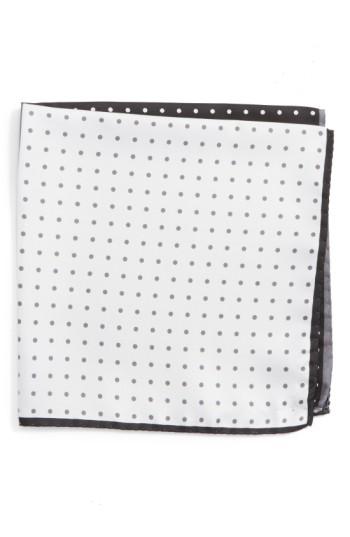 Men's Nordstrom Men's Shop Four Panel Dot Silk Pocket Square, Size - Black