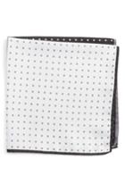 Men's Nordstrom Men's Shop Four Panel Dot Silk Pocket Square, Size - Black