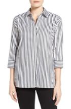 Women's Foxcroft Gigi Non-iron Stripe Sateen Tunic Shirt - Black