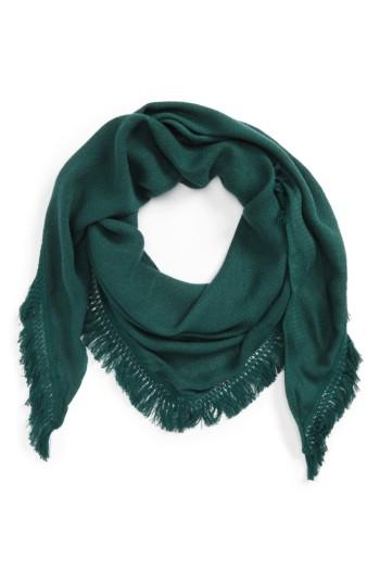Women's David & Young Fringe Triangle Scarf, Size - Green