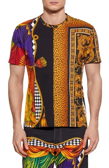 Men's Versace First Line Multi Print T-shirt - Black