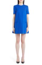 Women's Fendi Knit Drop Waist Dress With Genuine Mink Fur Trim Us / 40 It - Blue