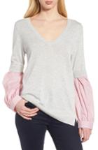 Women's Trouve Woven Sleeve Sweater, Size - Grey