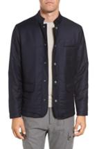 Men's Eleventy Snap Twill Wool Blend Jacket - Blue