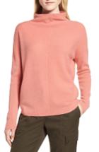 Women's Nordstrom Signature Cashmere Directional Rib Mock Neck Sweater - Coral