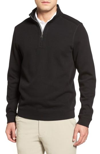 Men's Cutter & Buck Bayview Quarter Zip Pullover - Black