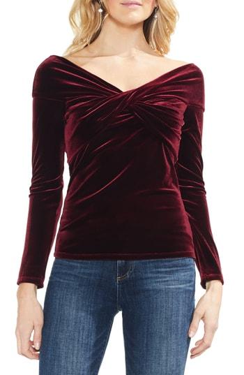 Women's Vince Camuto Cross Front Stretch Velvet Top - Red