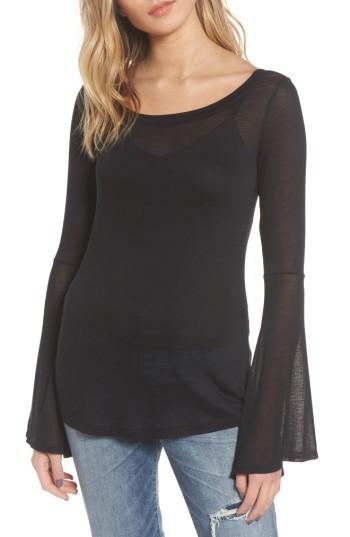 Women's Hinge Bell Sleeve Tee, Size - Black