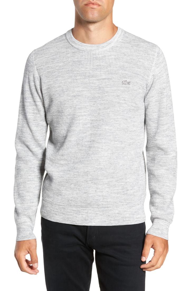 Men's Lacoste Thermal Knit Sweater (l) - Grey