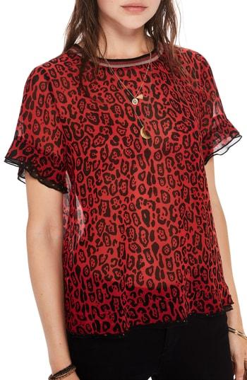 Women's Scotch & Soda Animal Print Top - Red