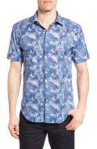 Men's Bugatchi Shaped Fit Fern Print Sport Shirt