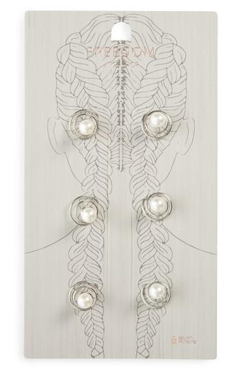 Topshop Set Of 6 Imitation Pearl Swirl Rings
