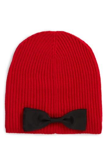 Women's Kate Spade New York Grosgrain Bow Knit Beanie - Red