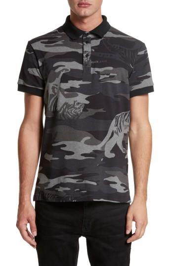 Men's Versace Jeans Camo Tiger Polo Eu - Grey