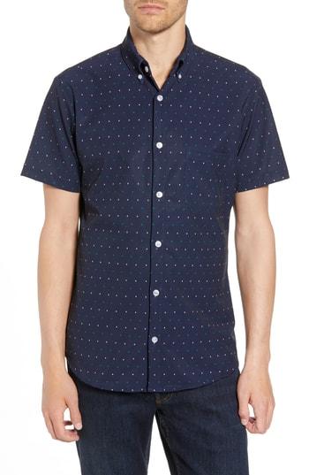 Men's Mizzen+main Jameson Slim Fit Dot Performance Sport Shirt, Size - Blue