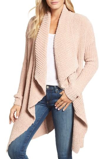 Women's Caslon Long Sleeve Chenille Cardigan - Pink