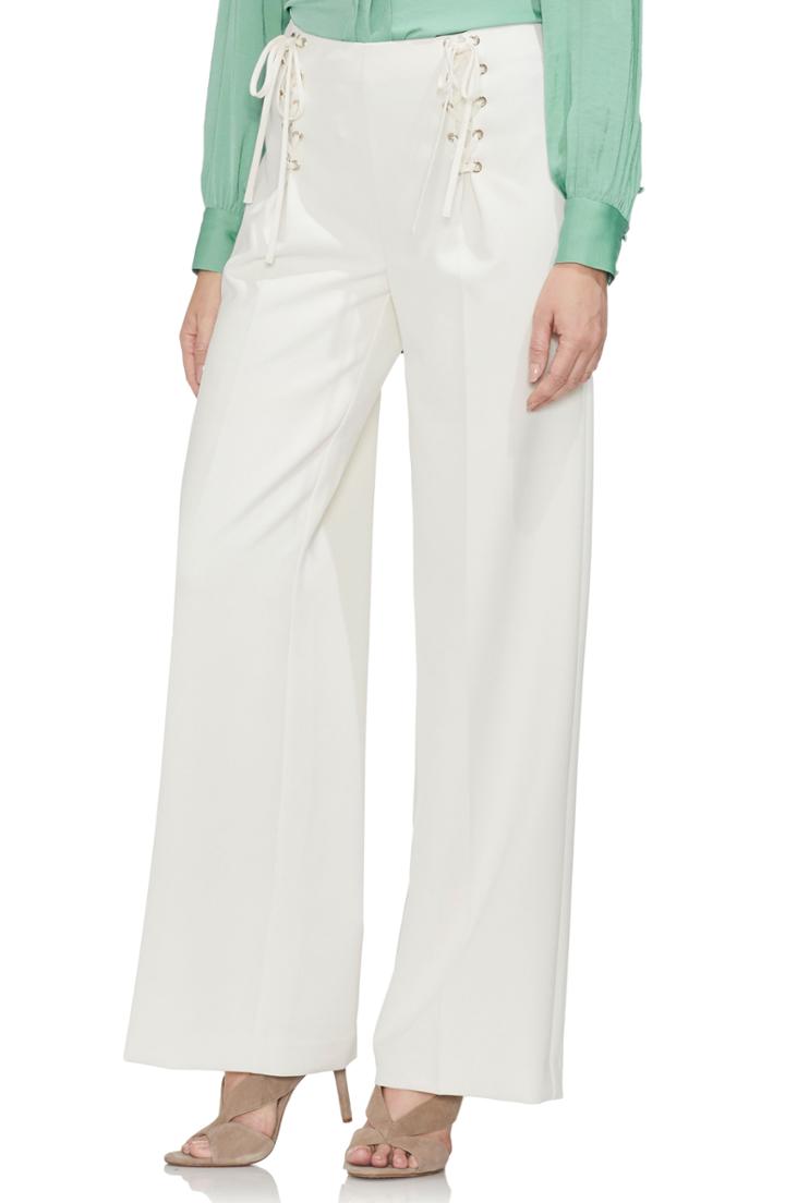 Women's Vince Camuto Lace-up Wide Leg Trousers - Ivory