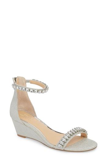 Women's Jewel Badgley Mischka Mel Wedge Sandal .5 M - Metallic