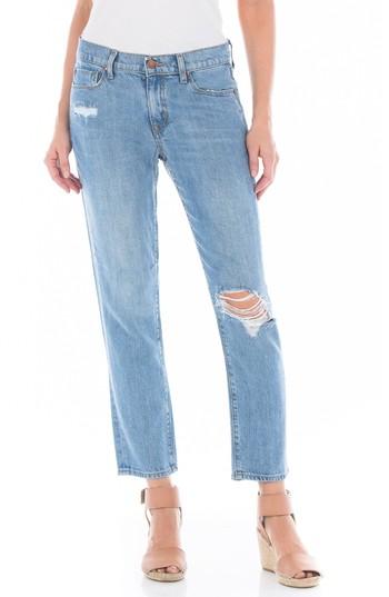 Women's Fidelity Denim Axl Ripped Crop Girlfriend Jeans - Blue