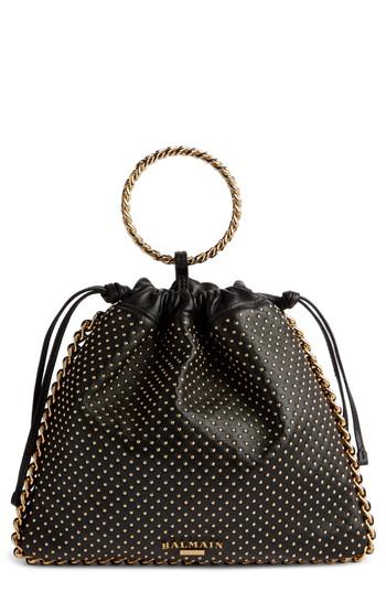 Balmain Studded Leather Bracelet Backpack - Black