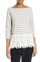 Women's Kate Spade New York Stripe & Lace Flounce Top