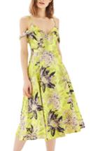 Women's Topshop Floral Jacquard Midi Dress Us (fits Like 6-8) - Green